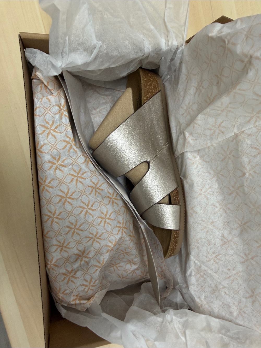 Comfortiva Metallic Gold Slide Wedge Sandals